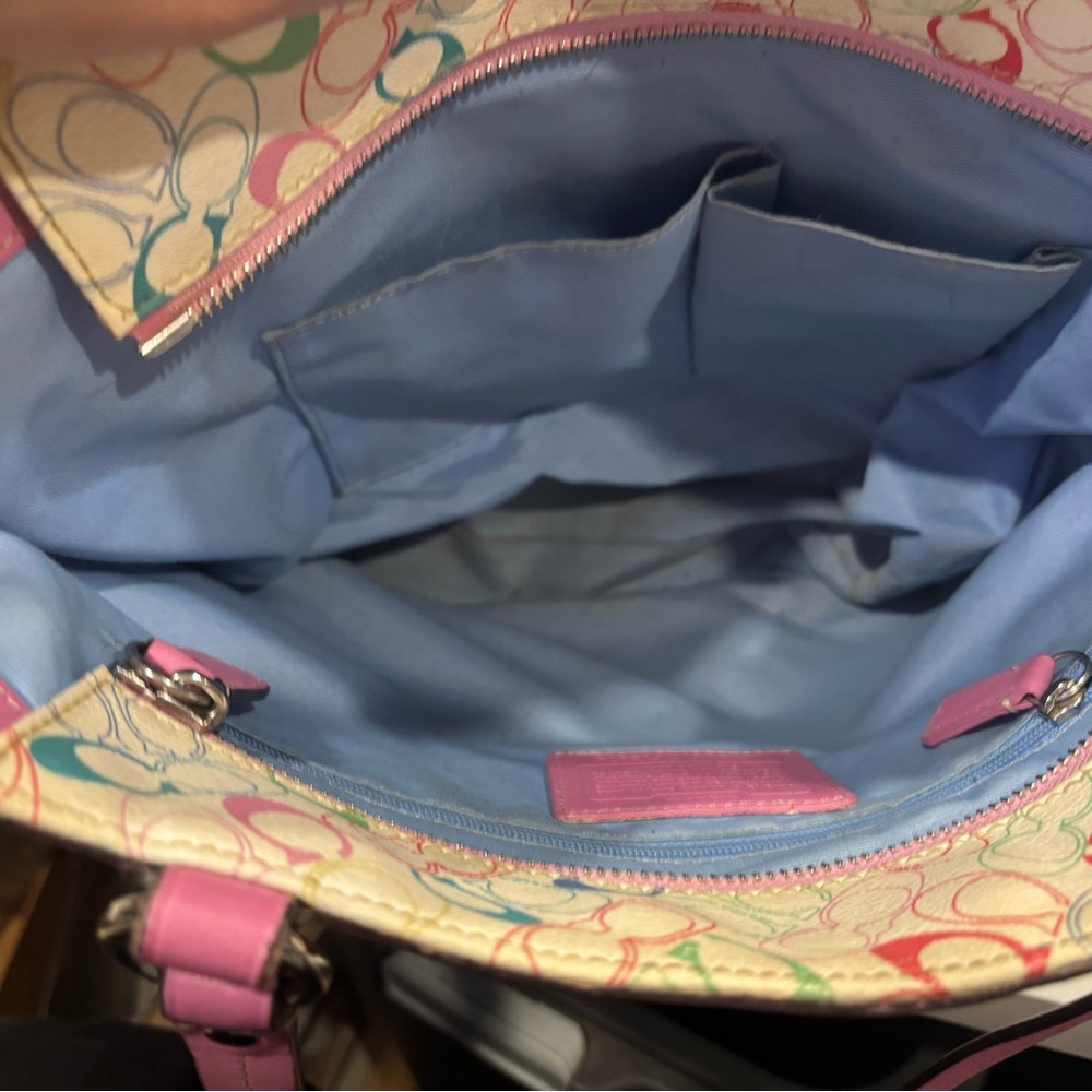 Coach Multicolor Tote with Pink Trim - Picture 4 of 5